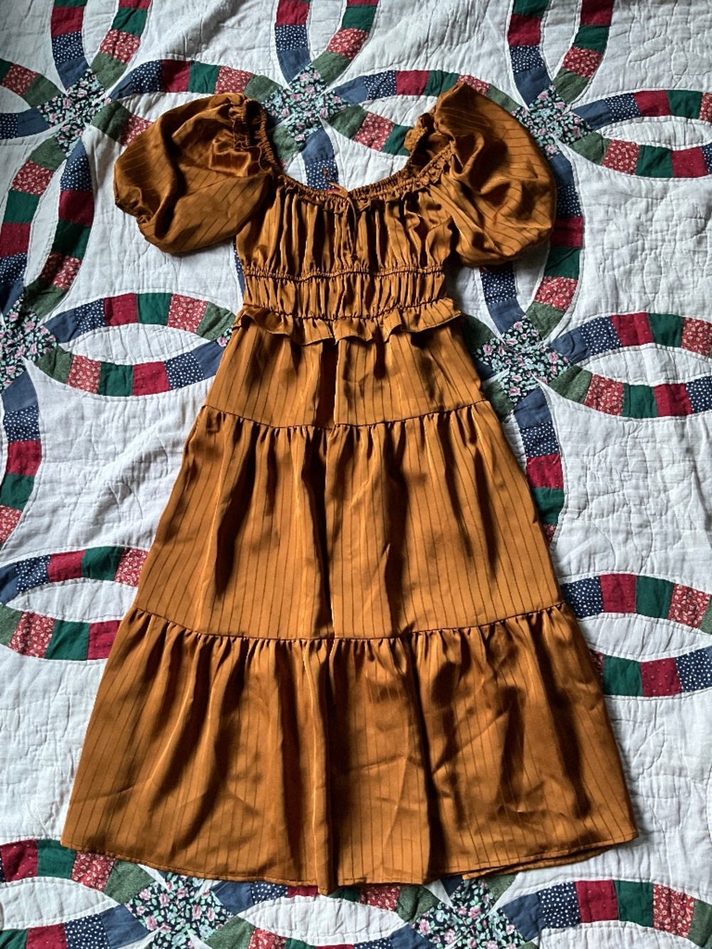 Fall silk wedding guest dress -S-